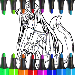 anime fox girl cute coloring pages