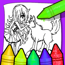 anime wolf girl coloring pages